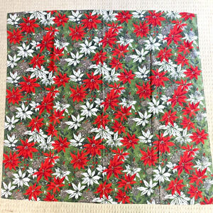 Vintage Christmas Tablecloth 50” Square Poinsettias & Pine Cones Retro 1970's